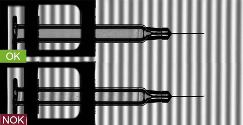Inspection of silicone coating inside a syringe