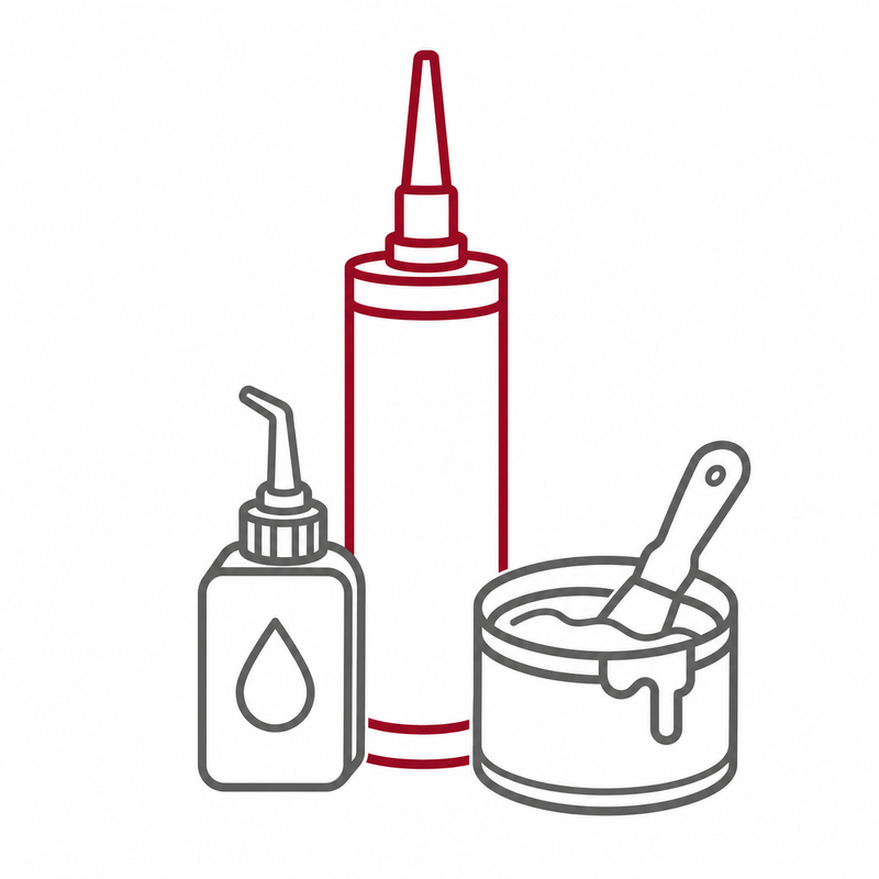 Icon representing technical products packaged in tubes, including adhesives, sealants, lubricants and paints