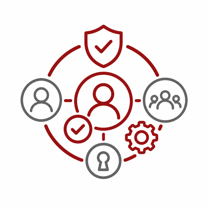 Icon representing role-based user and access management