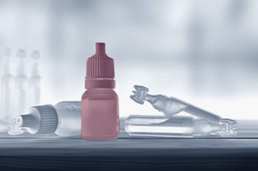 Eye-drop bottle and single-dose containers for automated assembly and completeness inspection