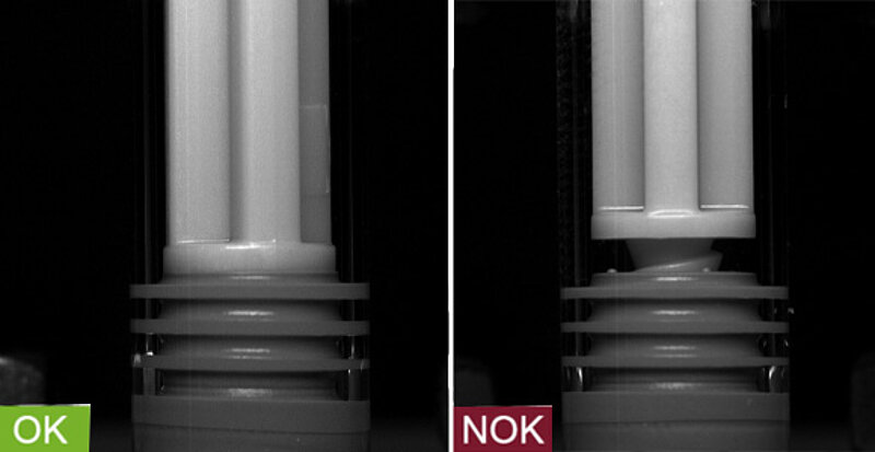 Inspection of piston rod assembly on a syringe