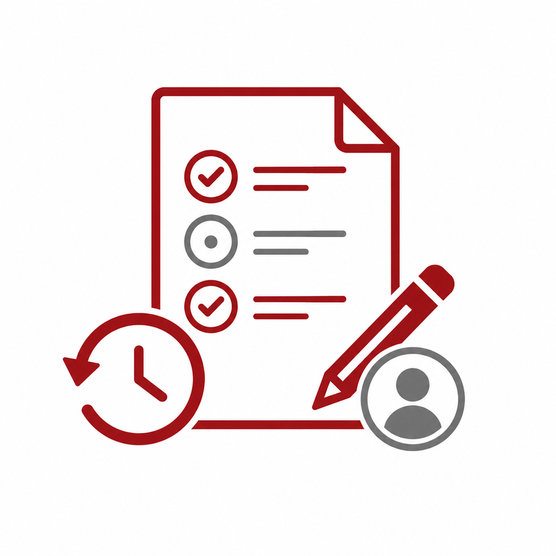 Icon representing an audit trail and traceable change history