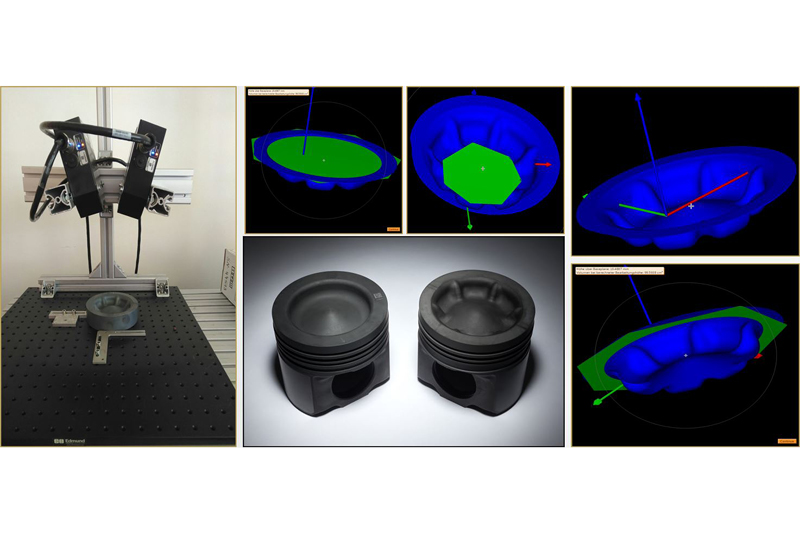 Measurement setup and 3D analysis for volume measurement of automotive pistons