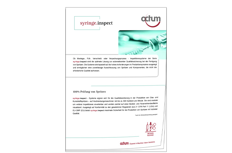 Image of the cover page of the syringe.inspect brochure