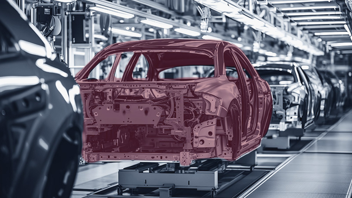 [Translate to English (USA):] Autokarrosserie in der Fertigungsstraße